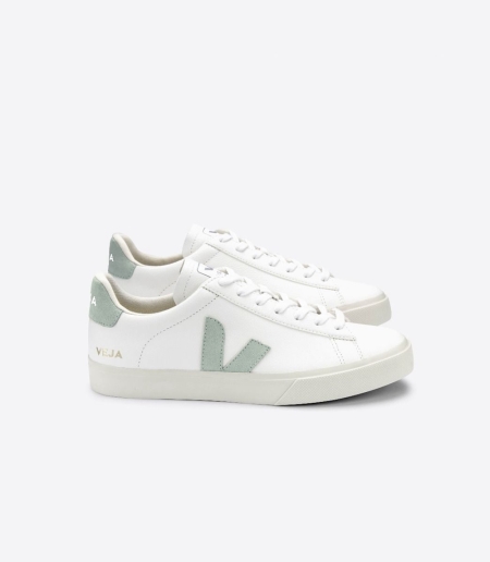 Men Veja Campo Chromefree Trainers White/Turquoise ireland IE-9068DI